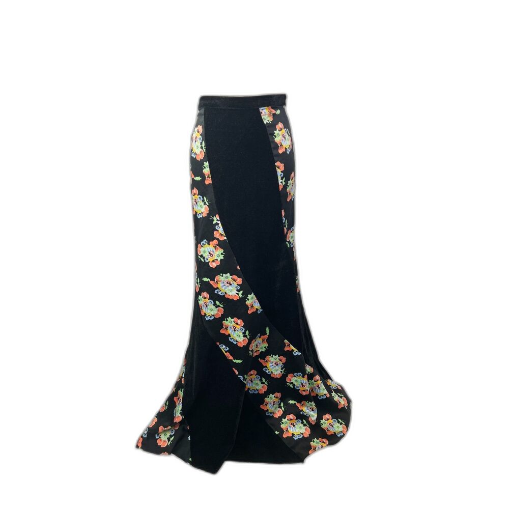 Free People | Black and Floral Swirl Maxi Skirt | Sz 10 - Picture 3 of 6